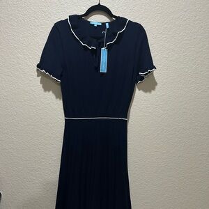 Draper James Navy Sweater Dress with White Accents NWT